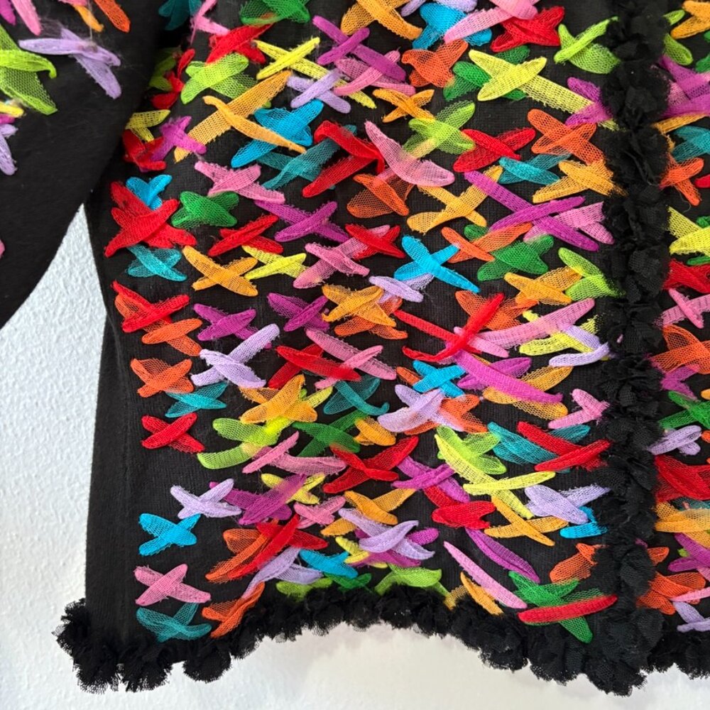 Michael Simon Colorful Criss Cross Mesh Ribbon Ca… - image 7